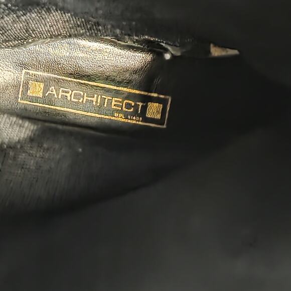 Architect Black Leather Ellis Boots Size 6.5M Pull on Woven Mixed Weave Western - Picture 8 of 10